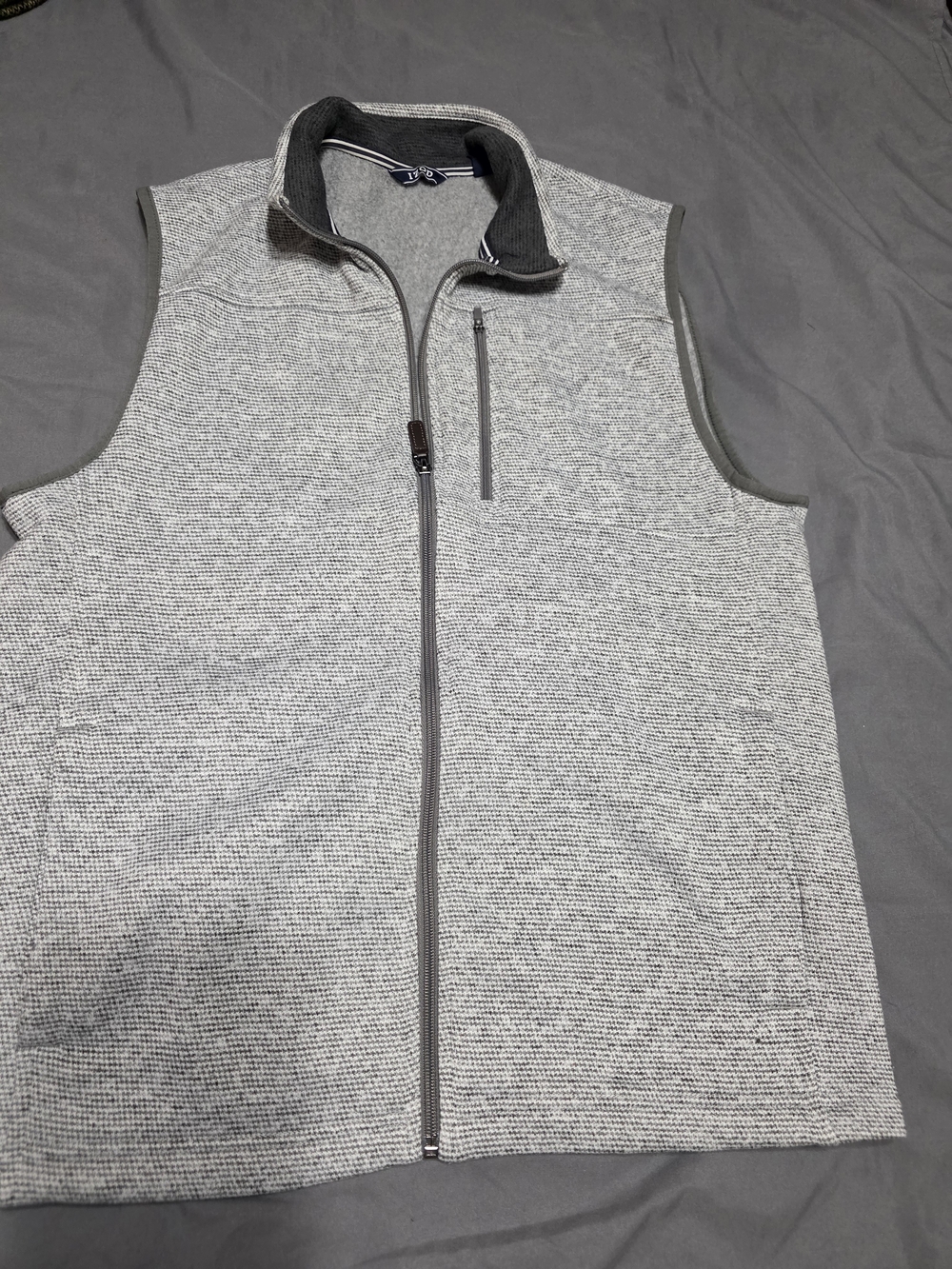 Izod Light Gray Knit Full-Zip Vest
